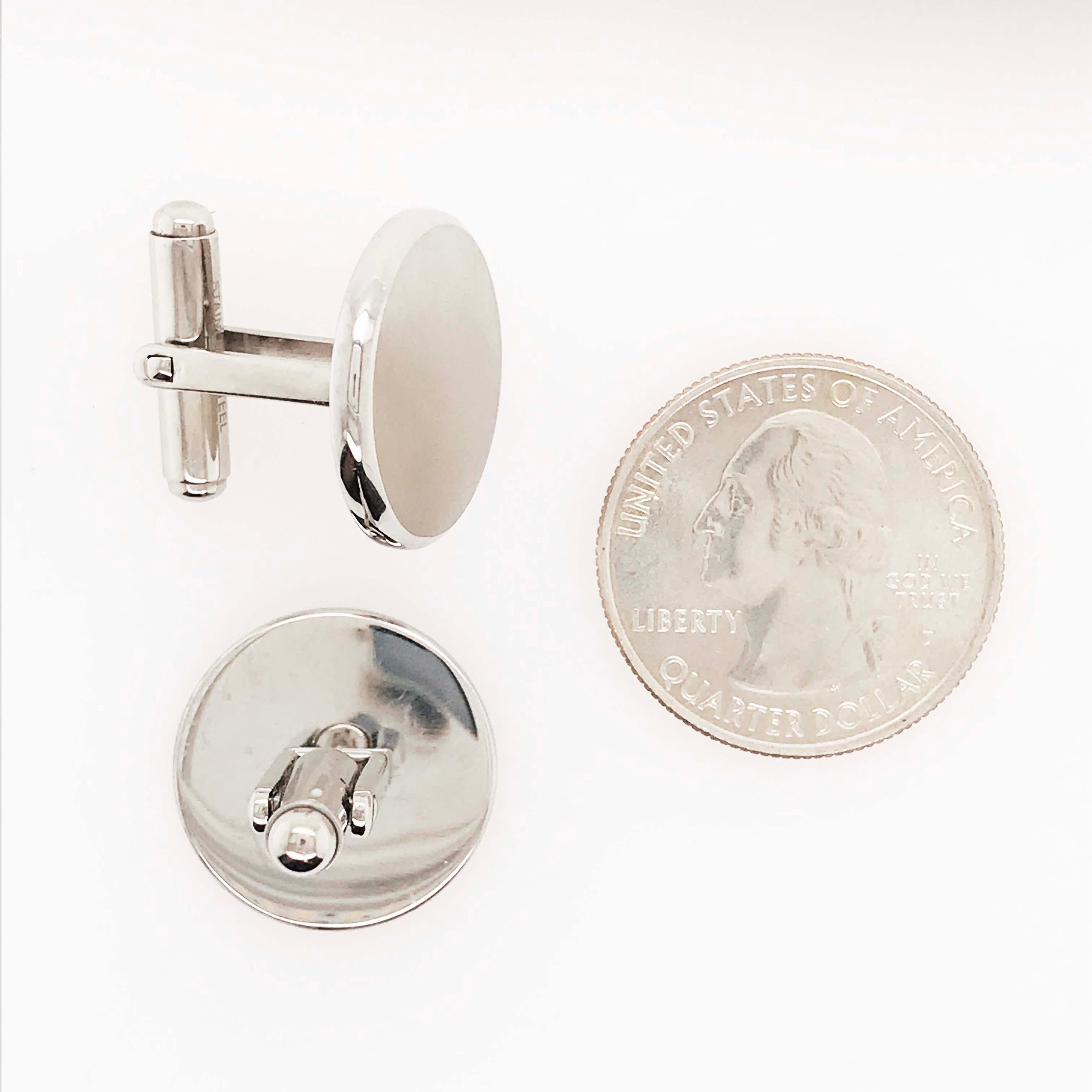 Satin Round Cufflinks, Hand Brushed Finish Round Men's Cufflinks 5