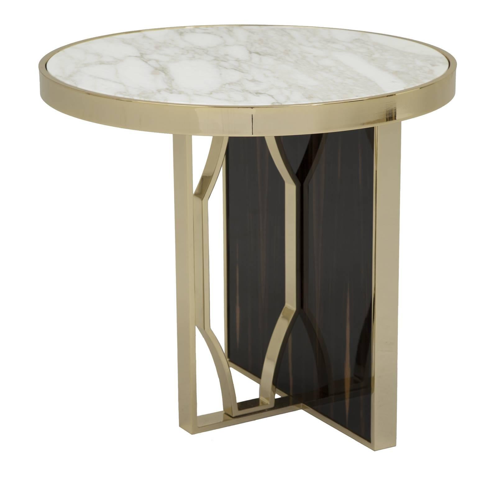 Satin Round Ebony Side Table For Sale