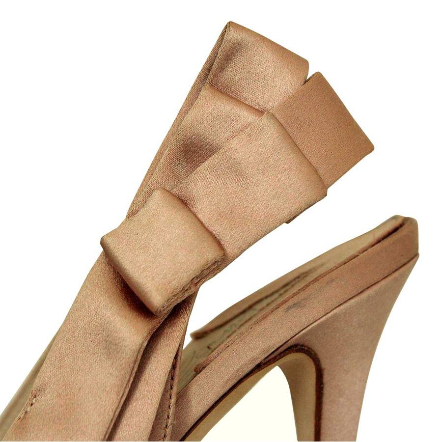 Brown Le Silla Satin sandal size 38 For Sale