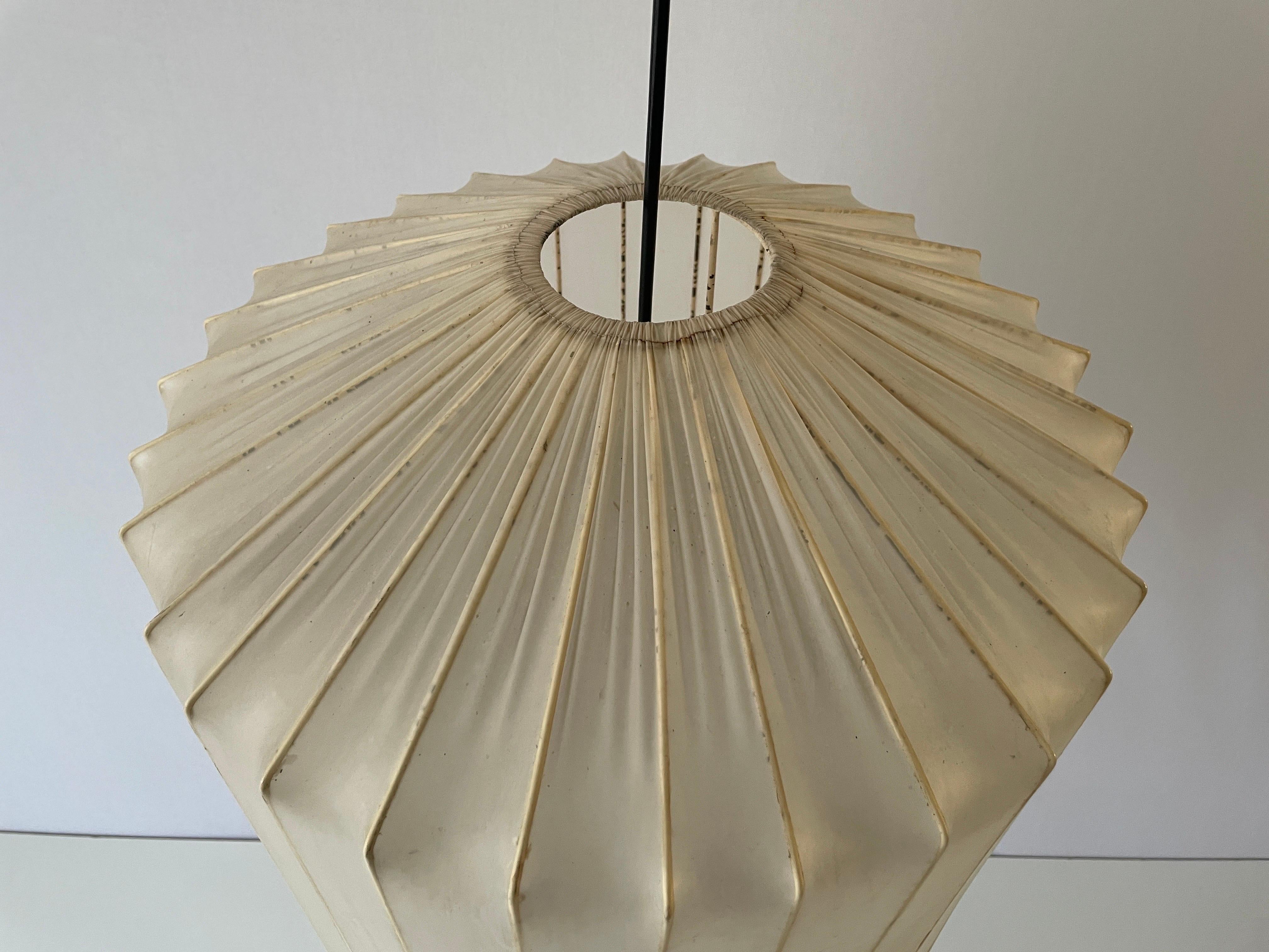 Satin Silk Fabric Ceiling Lamp in Cocoon Shape, 1960s, Italy In Good Condition For Sale In Hagenbach, DE