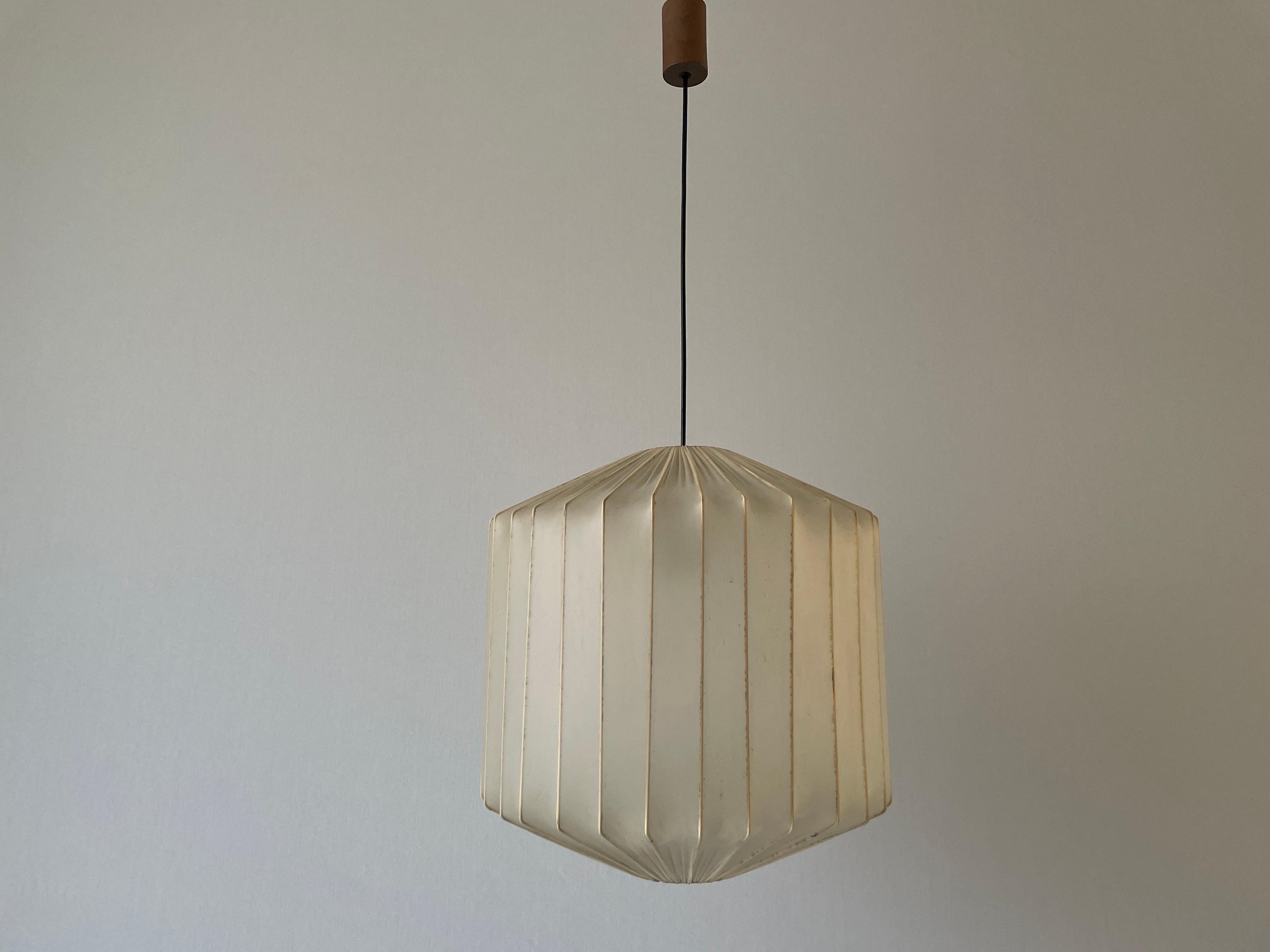 Satin Silk Fabric Ceiling Lamp in Cocoon Shape, 1960s, Italy For Sale 3