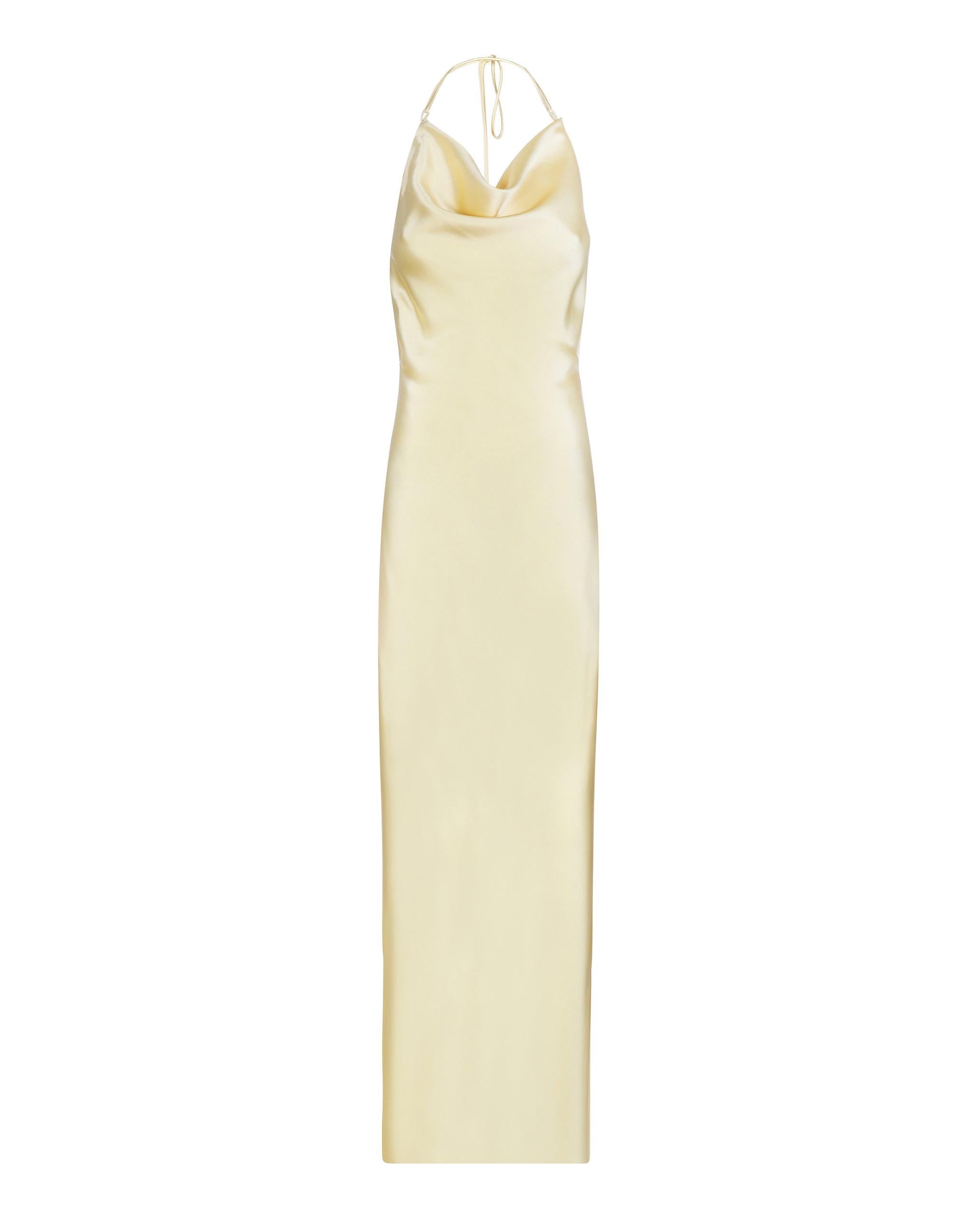 yellow satin dress