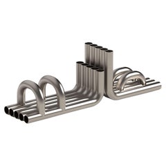 Satin Stainless Steel Tube Bookends by Maha Alavi Studio