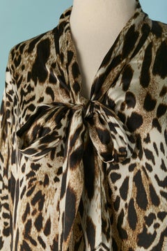 Satin tunique with animal print and bow tie ALEXANDRE VAUTHIER