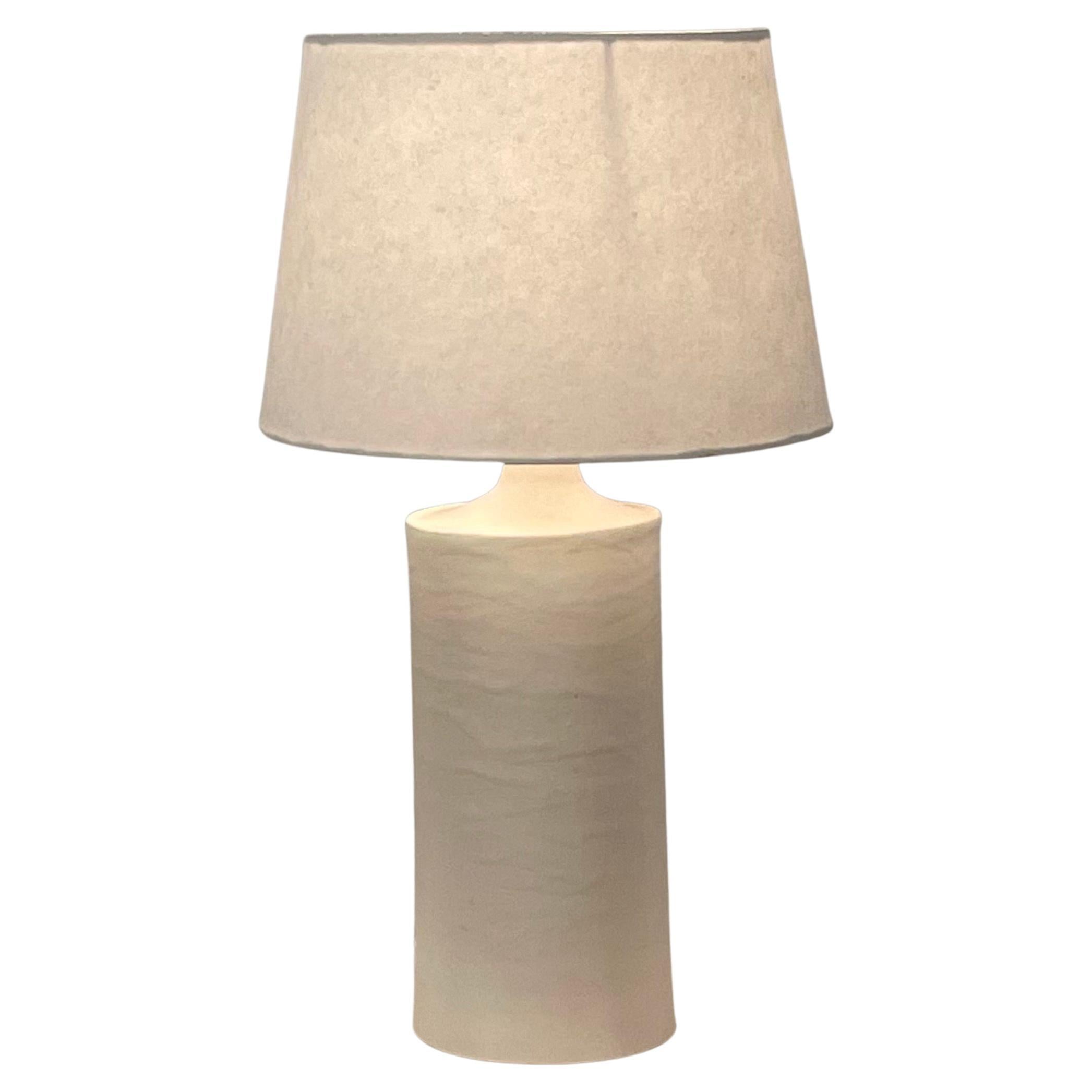 Satin White 'Rouleau' Ceramic Table Lamp by Design Frères For Sale