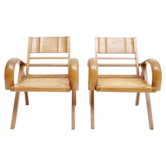 Satin Wood & Cane Vintage Satin Wood Armchair 1960s