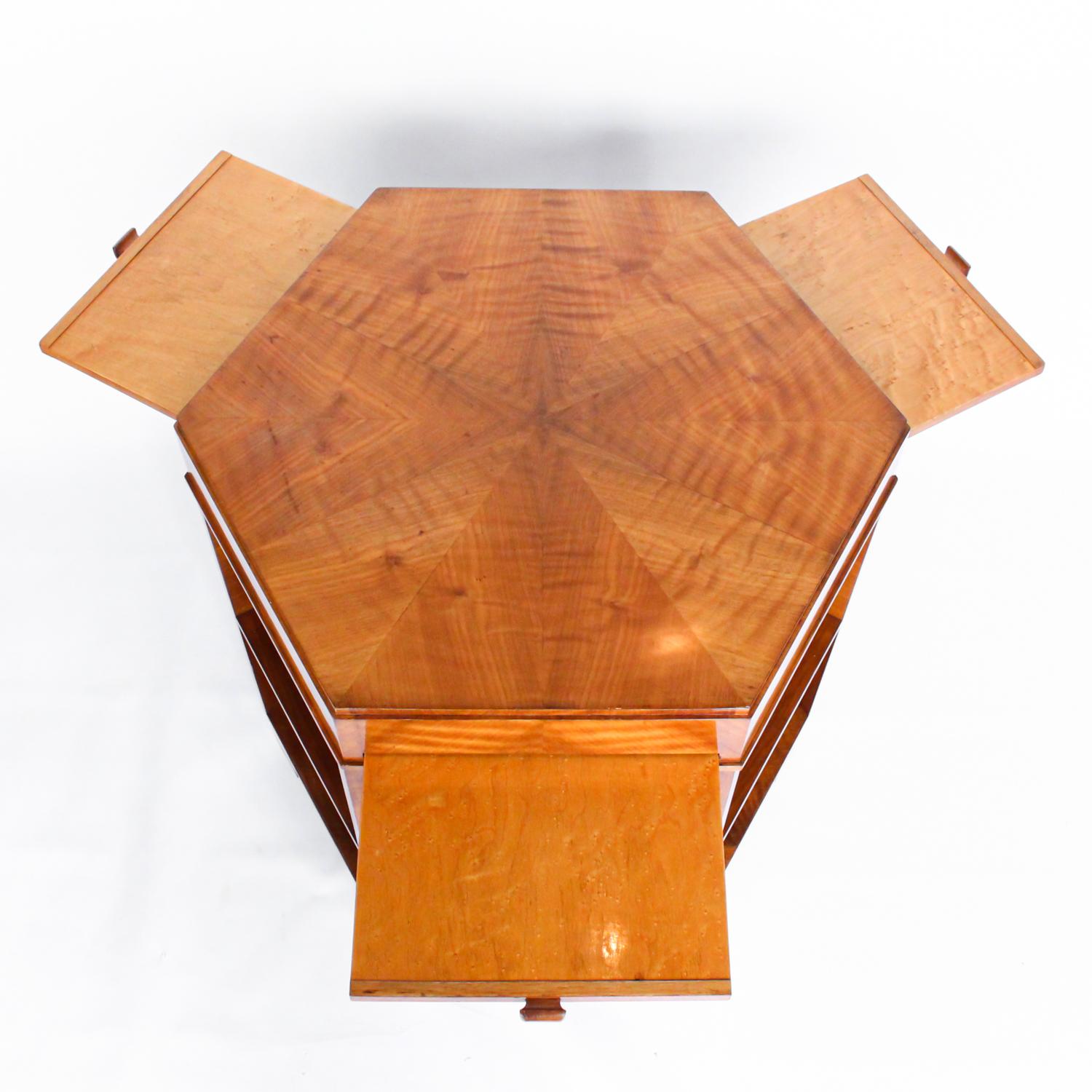 Art Deco Hexagonal Libary Table att. to Heal's of London 4