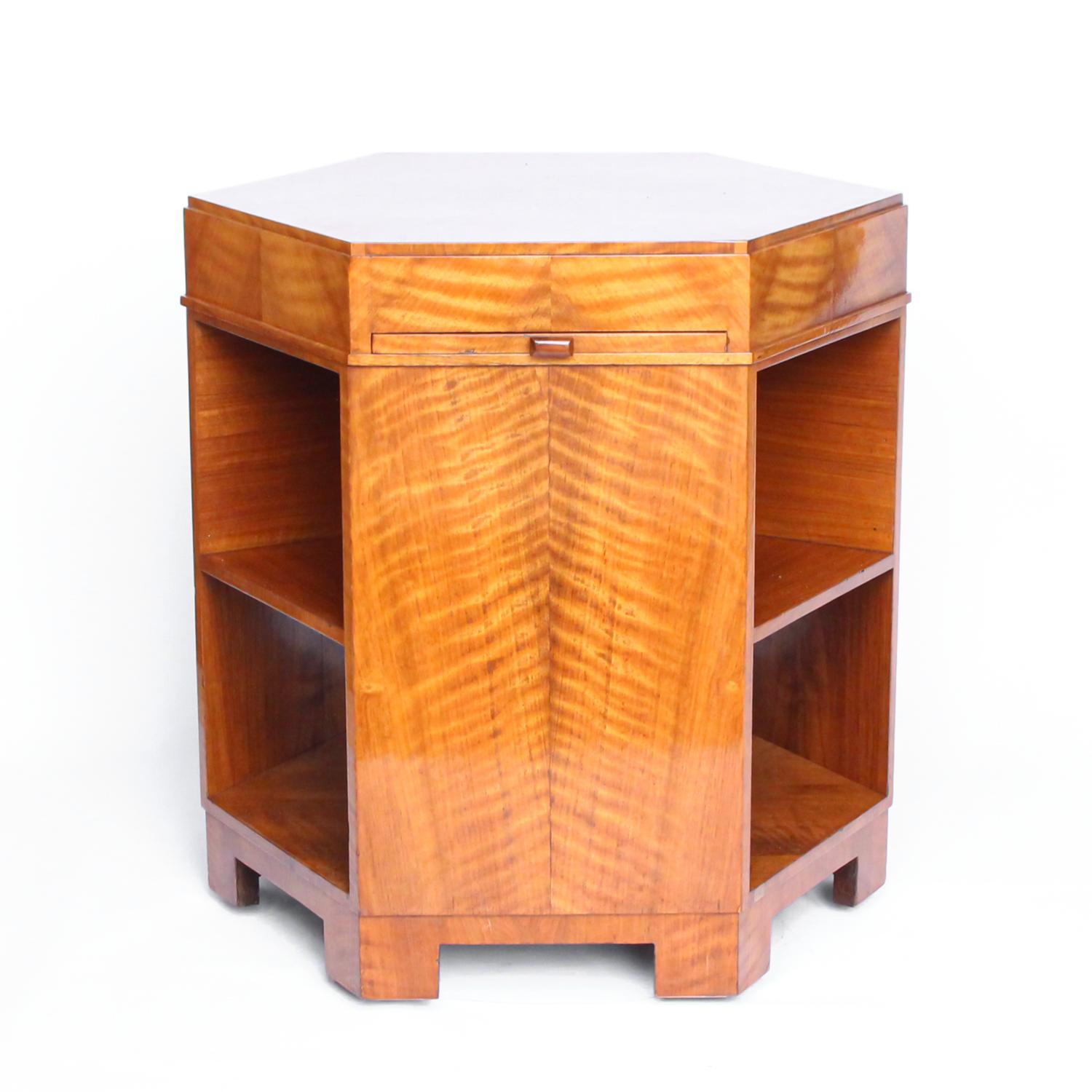 Mid-20th Century Art Deco Hexagonal Libary Table att. to Heal's of London