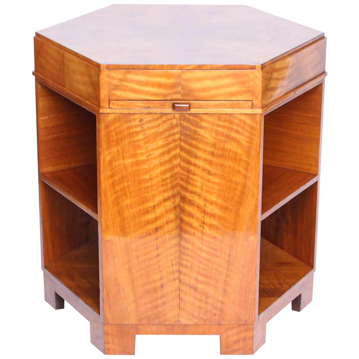 Art Deco Hexagonal Libary Table att. to Heal's of London