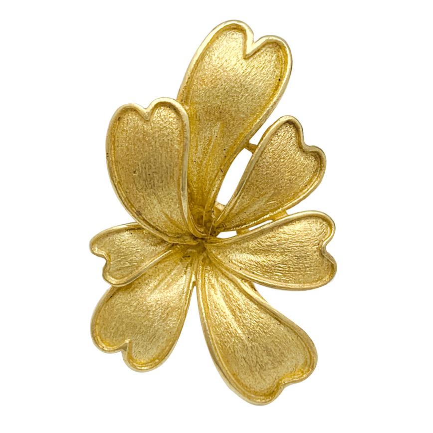Satin Yellow Gold Flower Earrings 1