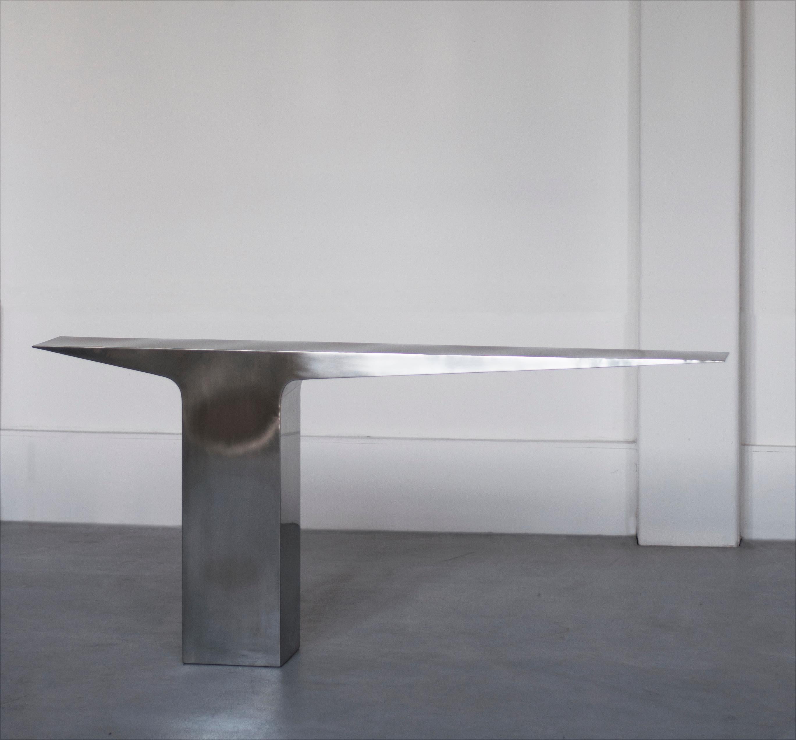 Belgian Satinated Blade Console by Pol Quadens For Sale