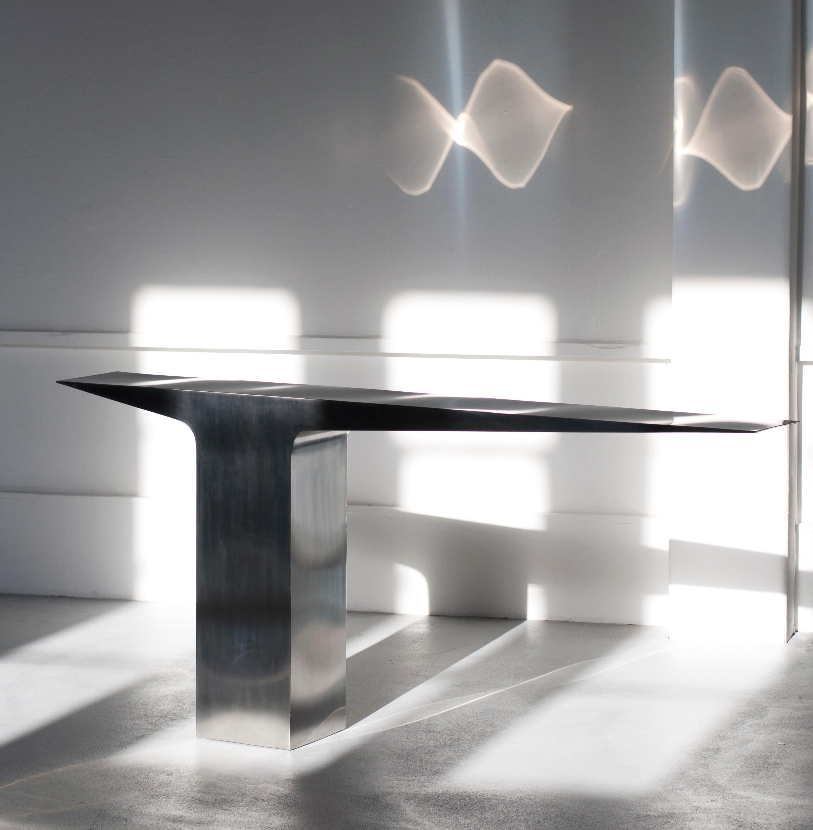 Other Satinated Blade Console by Pol Quadens For Sale