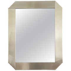 Satined Stainless Steel 1970s Mirror "Specchio" by G, Scolari Per Valenti