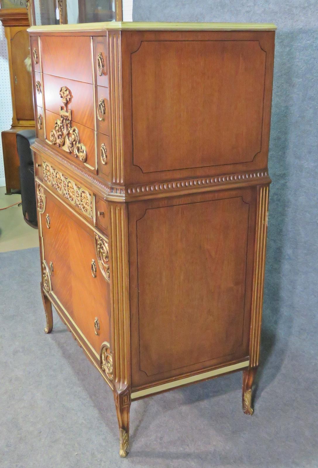 Satinwood 1920s American French Louis XV Style Tall Dresser, Circa 1920 3