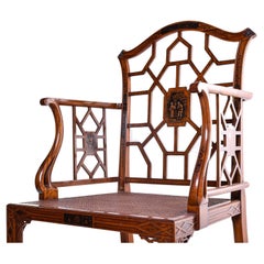 Satinwood and Japanned Chinese Chippendale Style Armchair