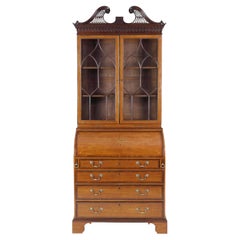 Satinwood and Mahogany 18th Century Bureau Bookcase Attributable to Thomas Shear