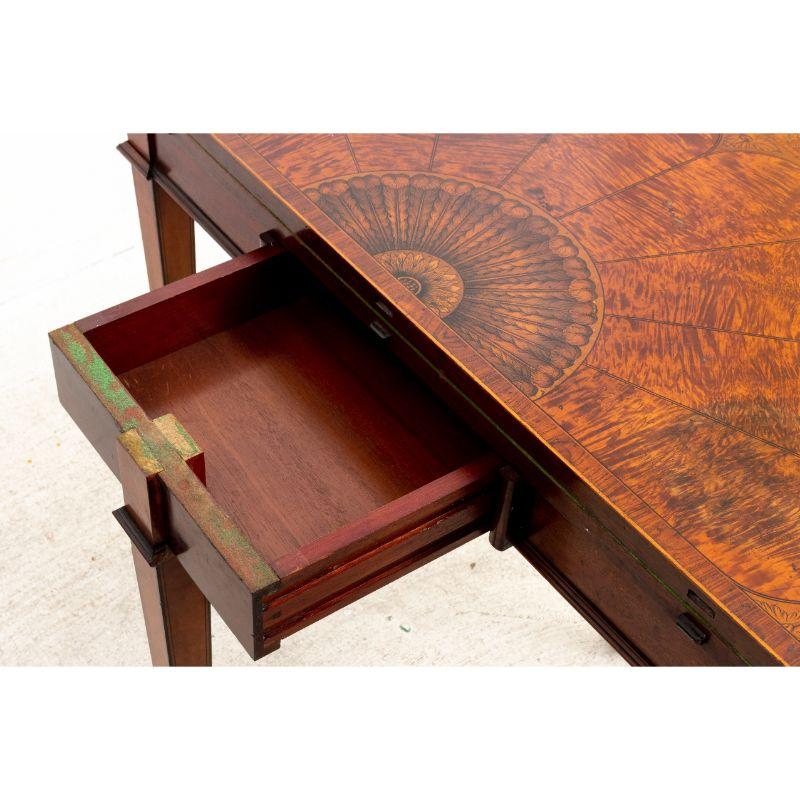 Satinwood and Mahogany Demilune Card Table In Good Condition For Sale In South Salem, NY