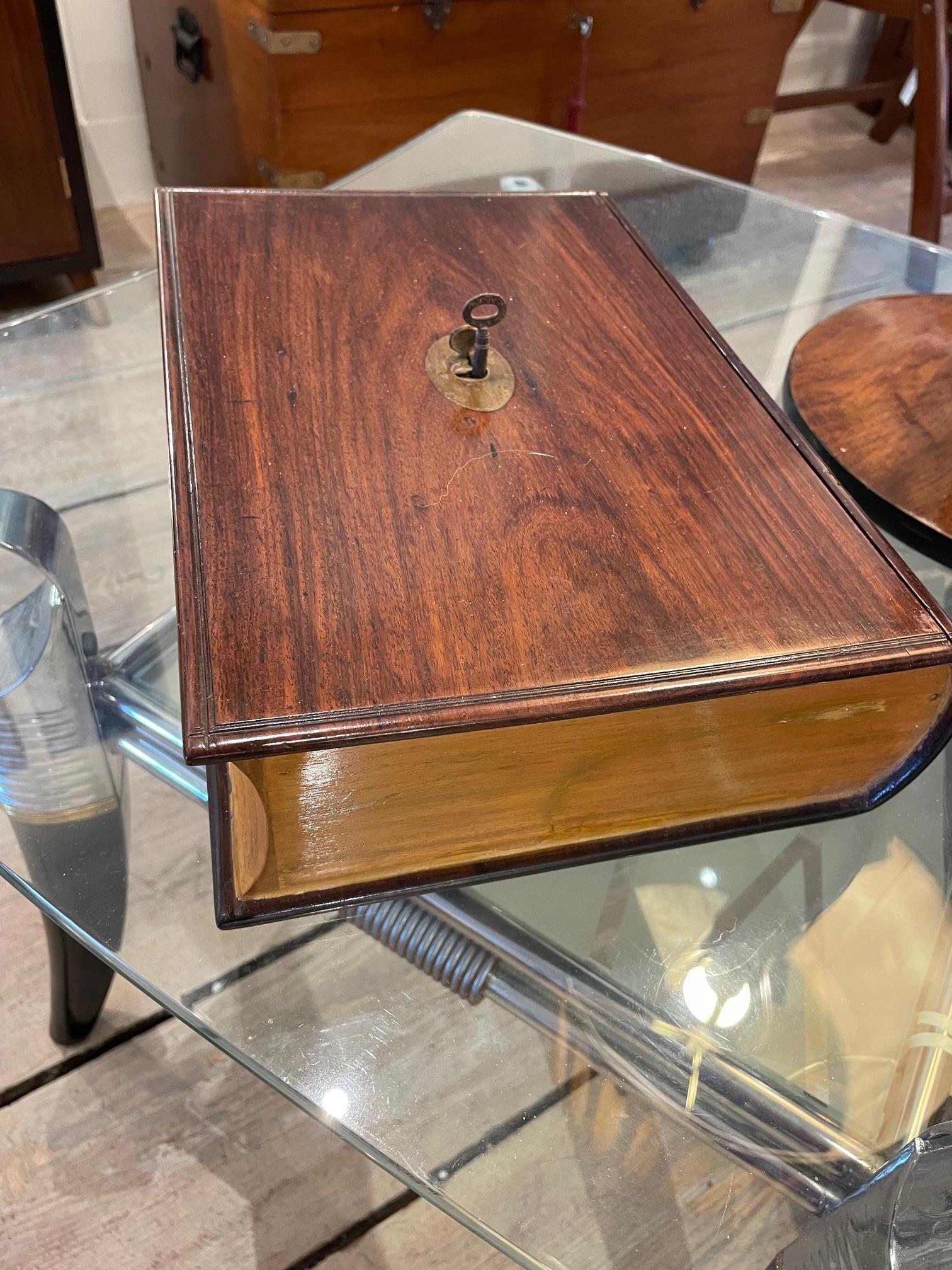 English Satinwood and Rosewood Book Box with Hidden Compartments