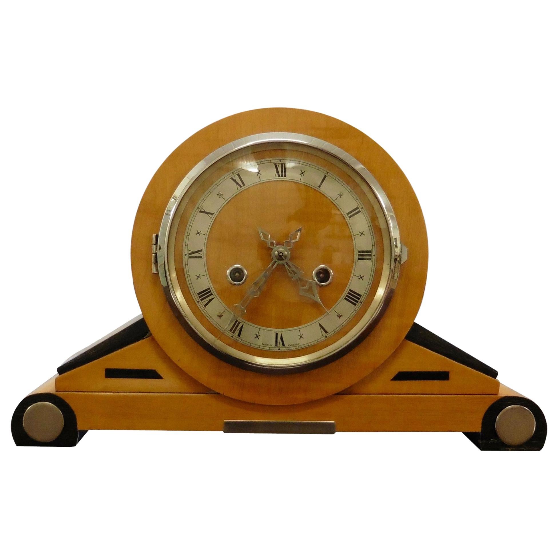 Satinwood Art Deco Mantel Clock