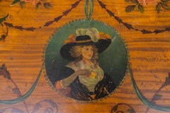 Satinwood Bow Front Painted Commode