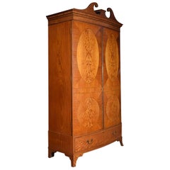 Antique Satinwood Bow Fronted Two-Door Wardrobe