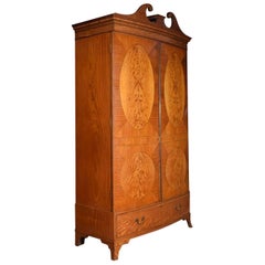 Satinwood Bow Fronted Two-Door Wardrobe