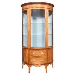 Antique Satinwood Bowed Display Cabinet