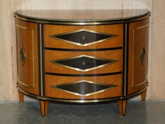 SATINWOOD & BRASS COLOMBO MOBILI ITALY DEMI LUNE SiDEBOARD CHEST OF DRAWERS
