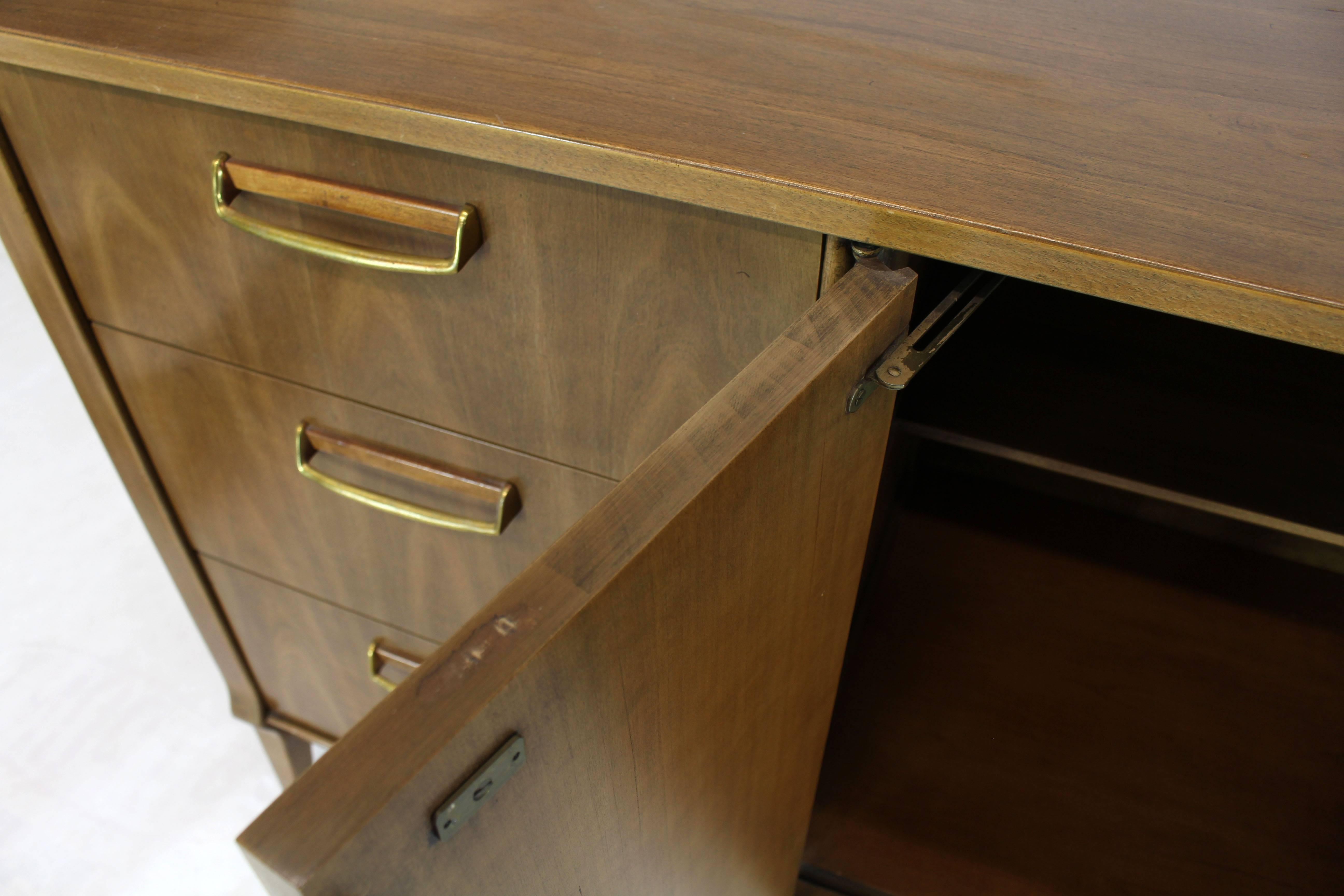 American Satinwood Brass Pulls Dresser Credenza For Sale