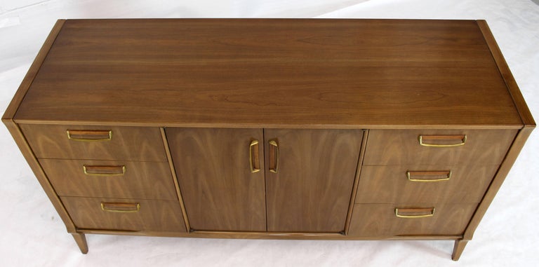 Lacquered Satinwood Brass Pulls Dresser Credenza For Sale