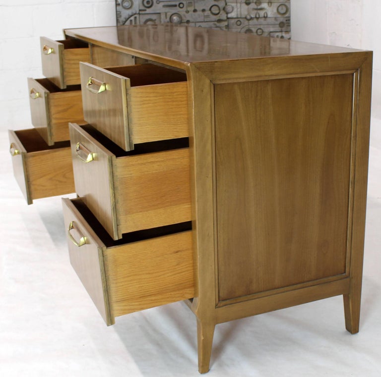 20th Century Satinwood Brass Pulls Dresser Credenza For Sale