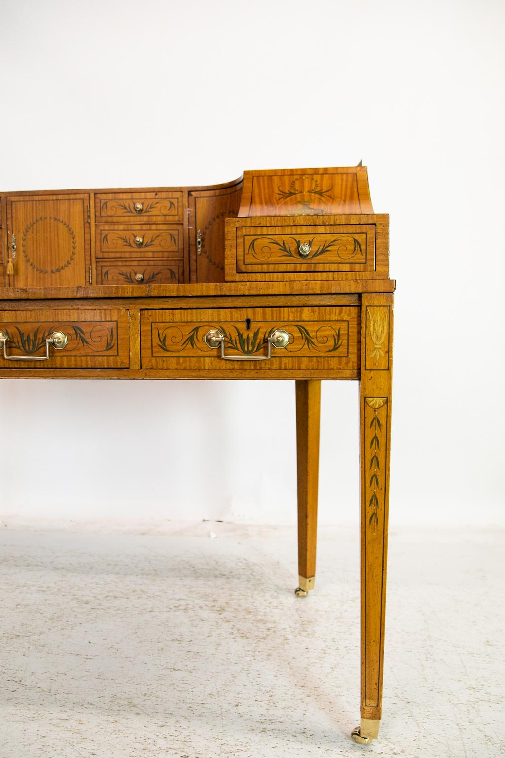 Satinwood Carlton House Desk In Good Condition In Wilson, NC