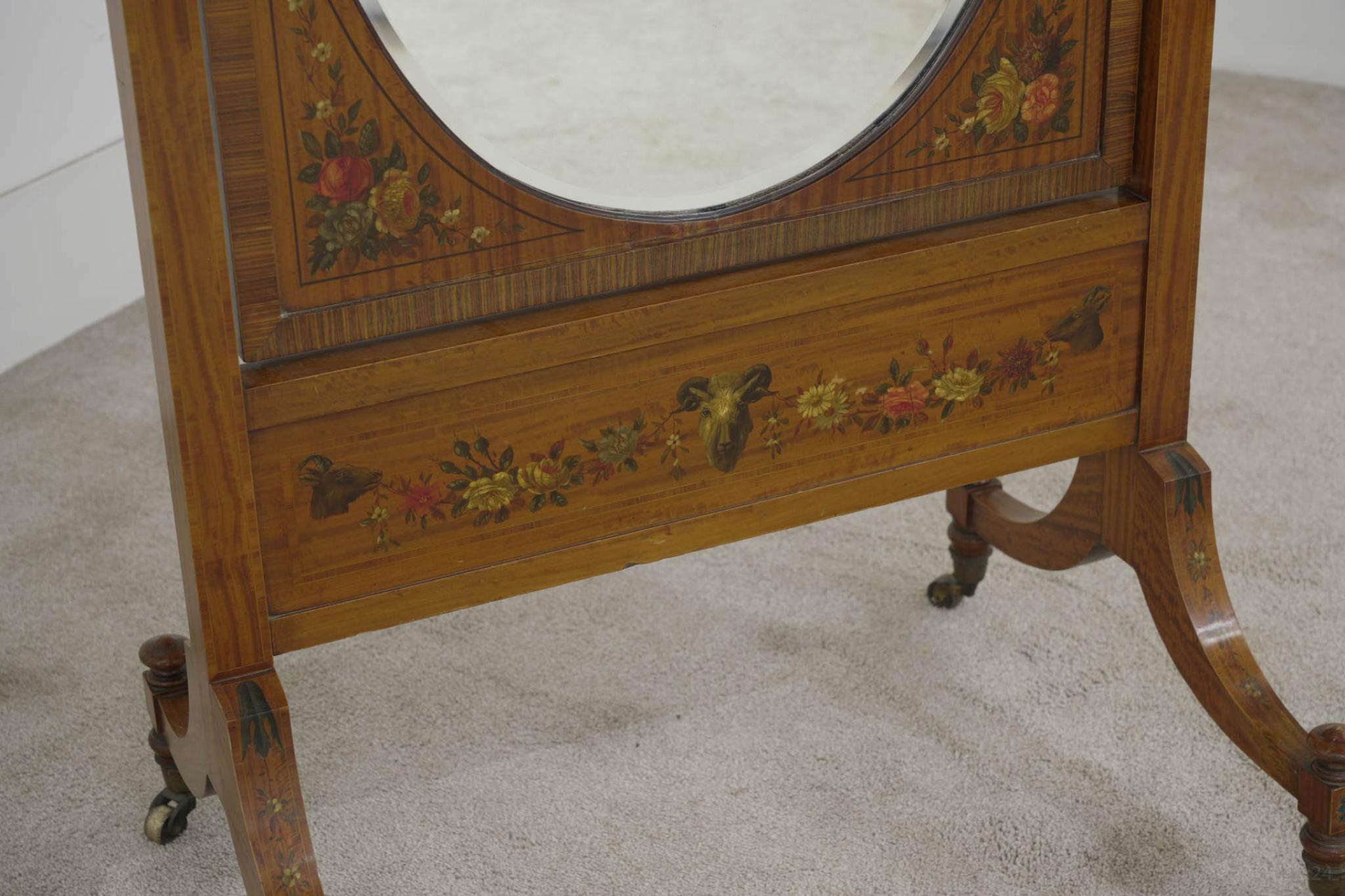 Miroir de cheval en bois satiné Maple & Co 1890 Bon état - En vente à Potters Bar, GB