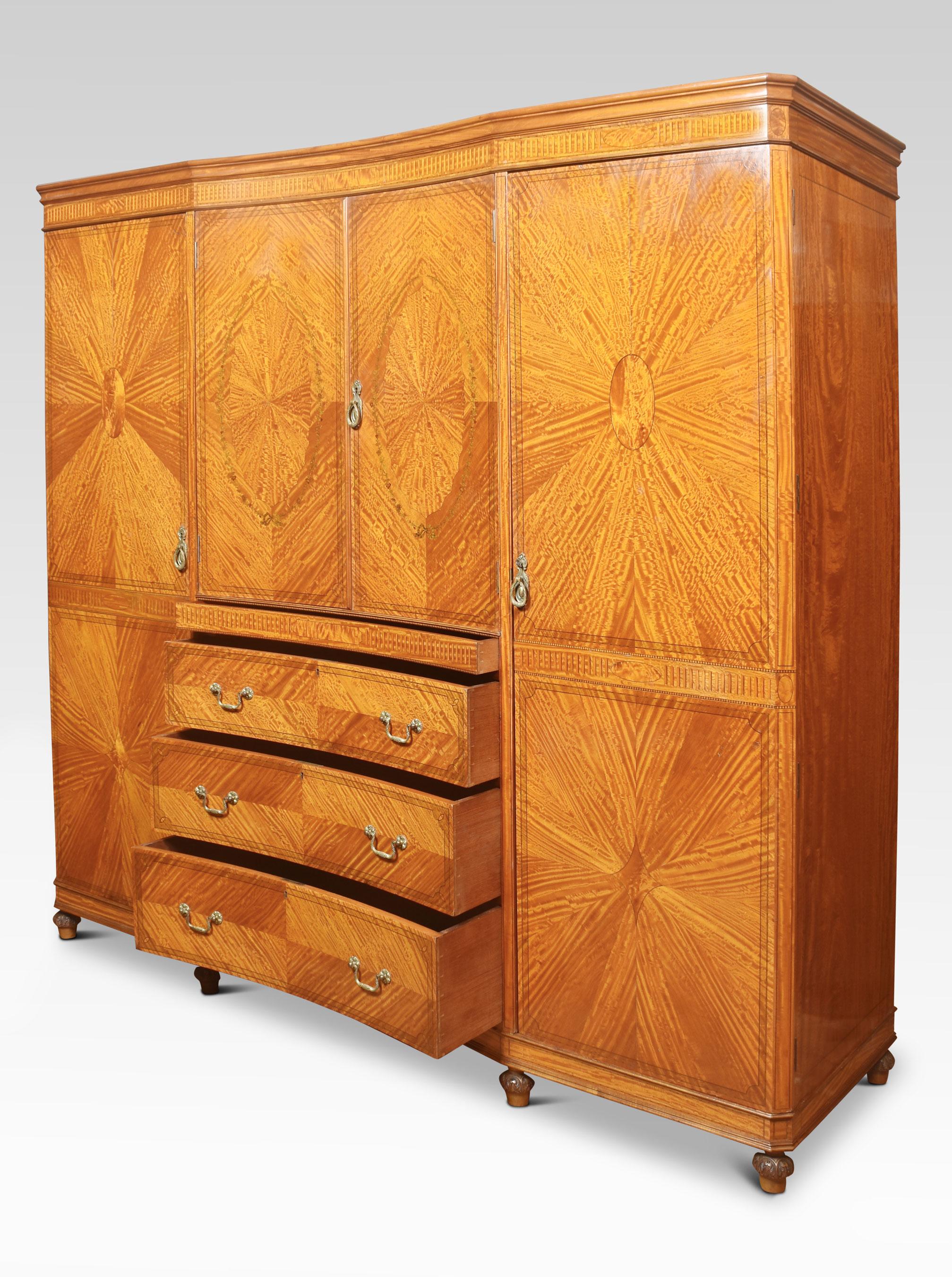 Satinwood concaved Compactum Wardrobe For Sale 6