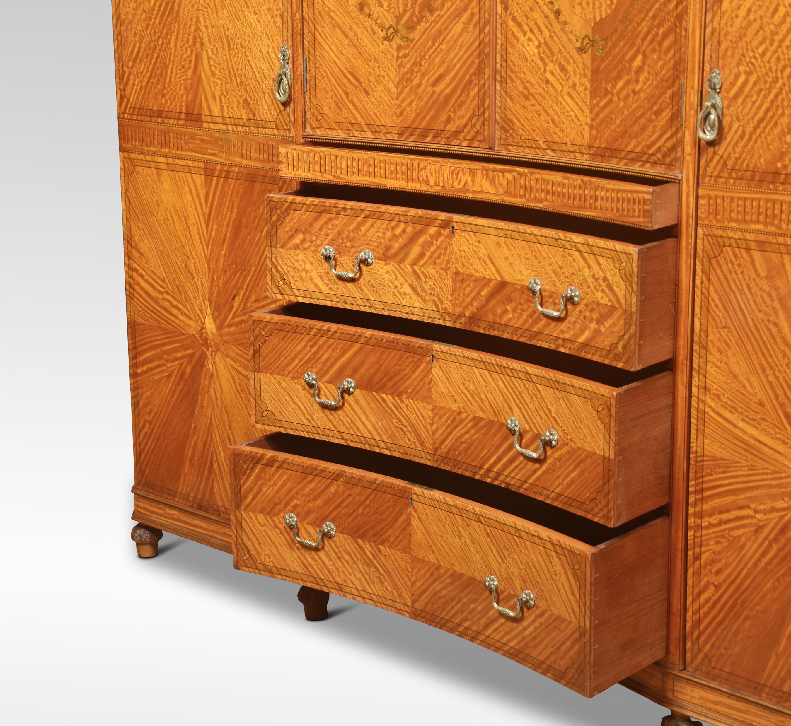 Satinwood concaved Compactum Wardrobe For Sale 7