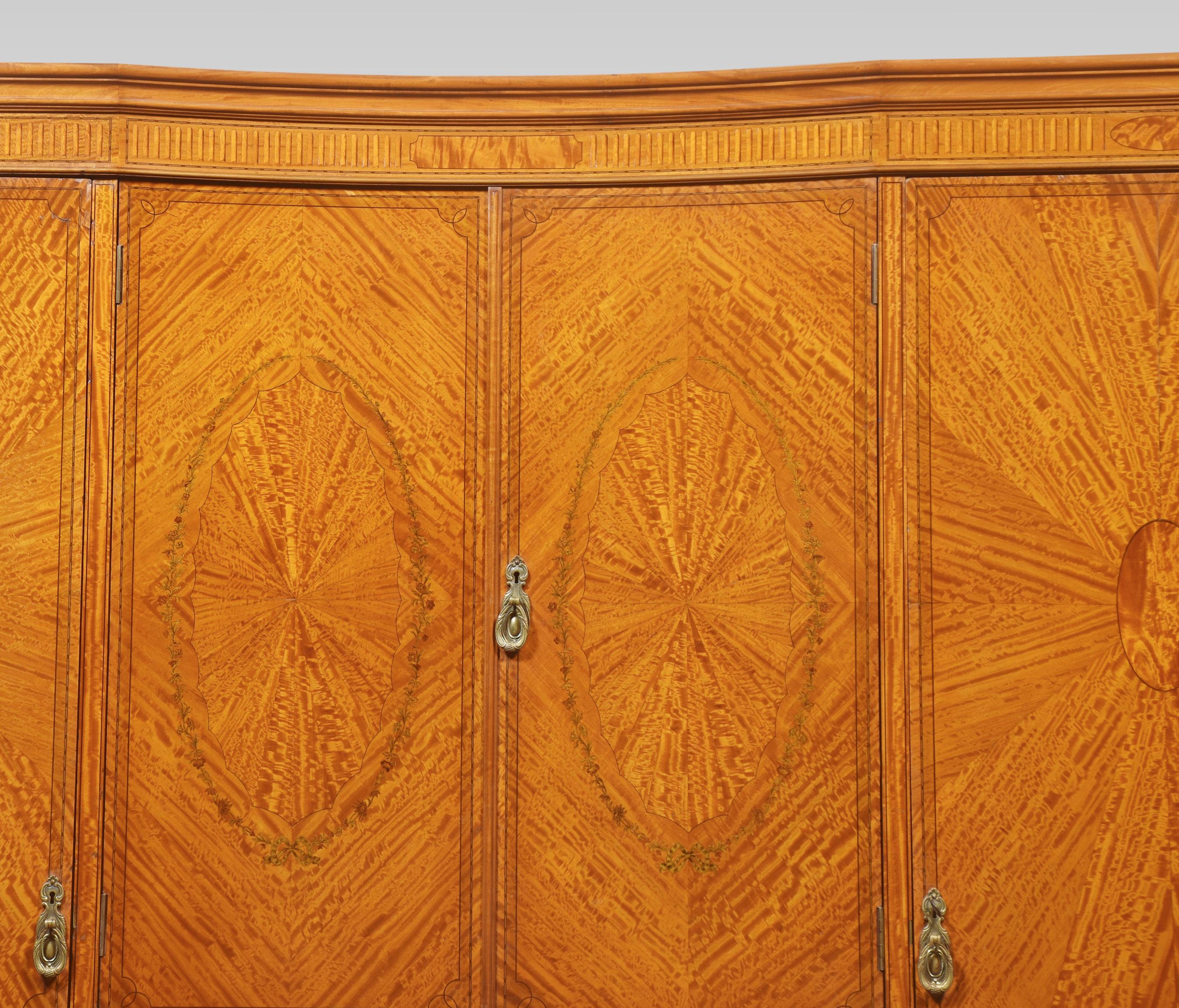 19th Century Satinwood concaved Compactum Wardrobe For Sale