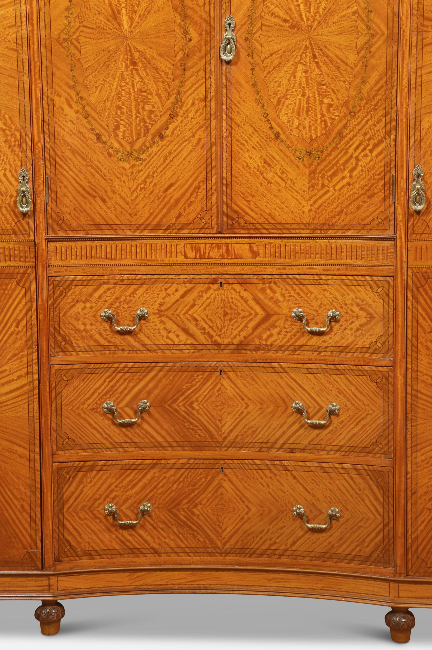 Satinwood concaved Compactum Wardrobe For Sale 2