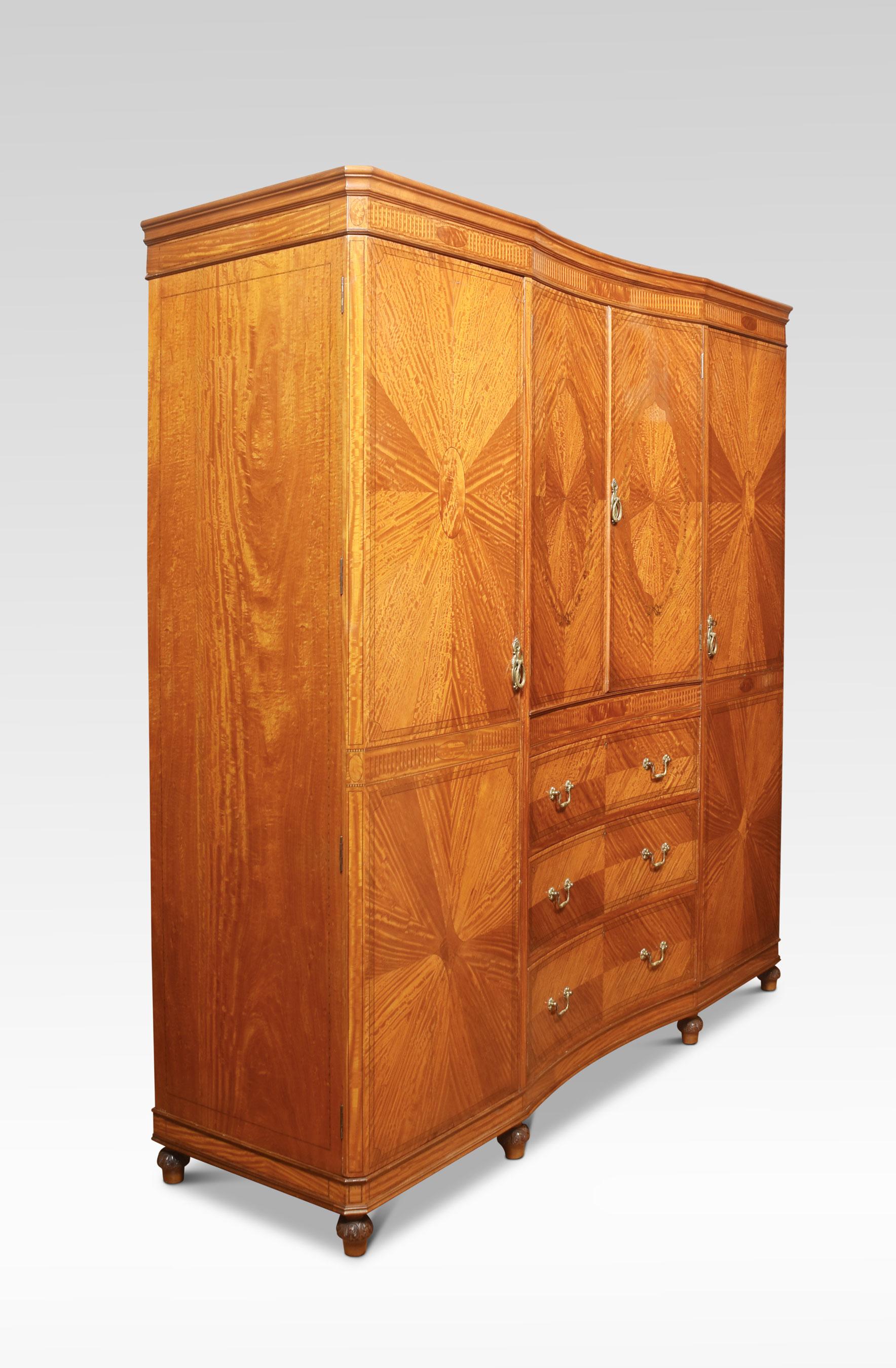 Satinwood concaved Compactum Wardrobe For Sale 3