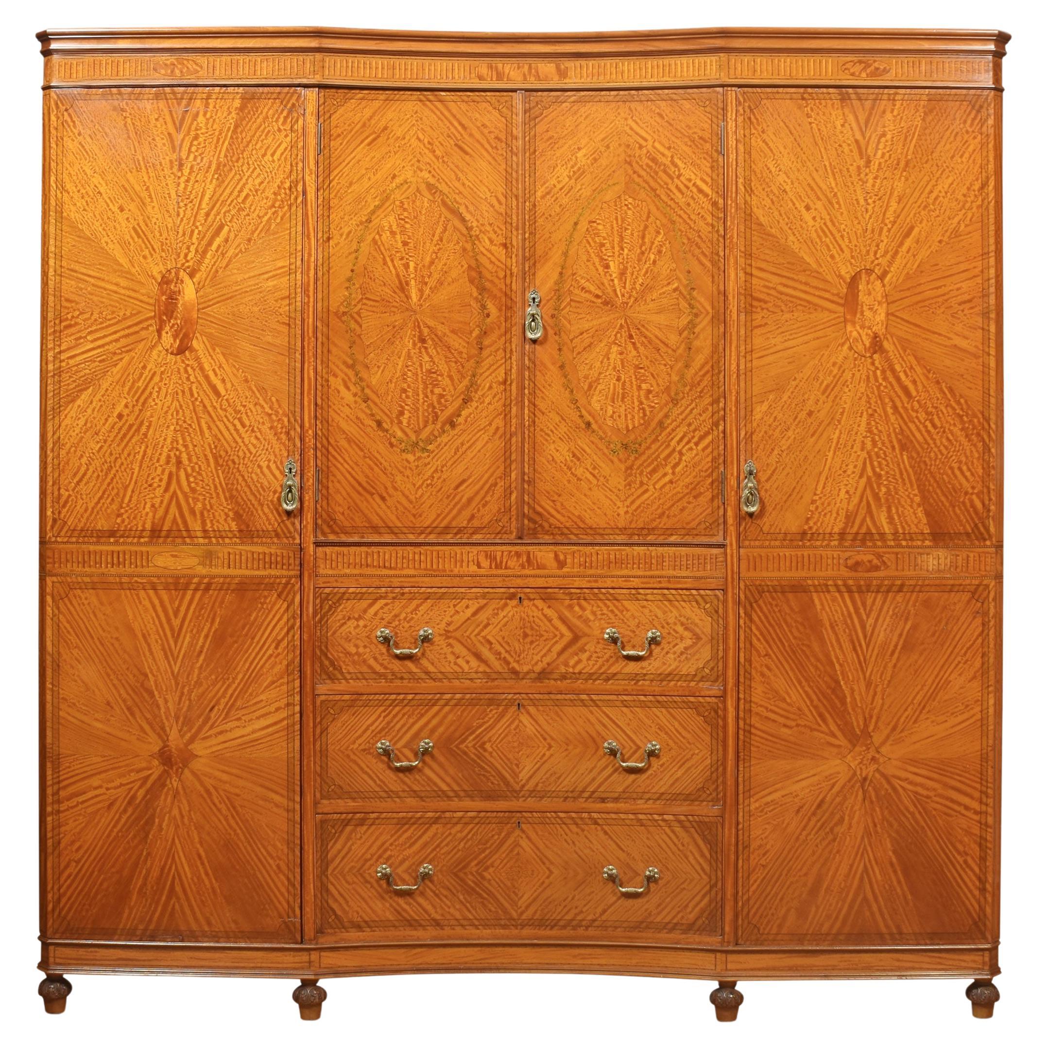 Satinwood concaved Compactum Wardrobe For Sale