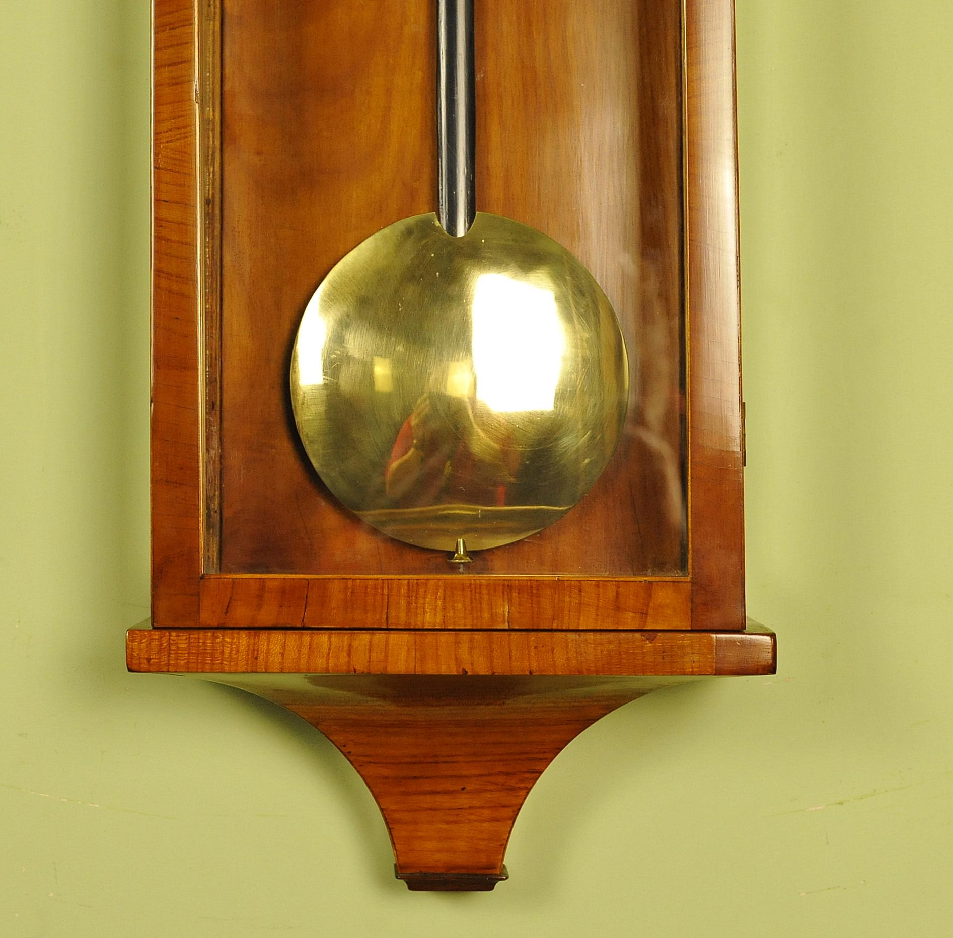 Satinwood Dachluhr Vienna Regulator Wall Clock In Good Condition For Sale In Chesterfield, GB