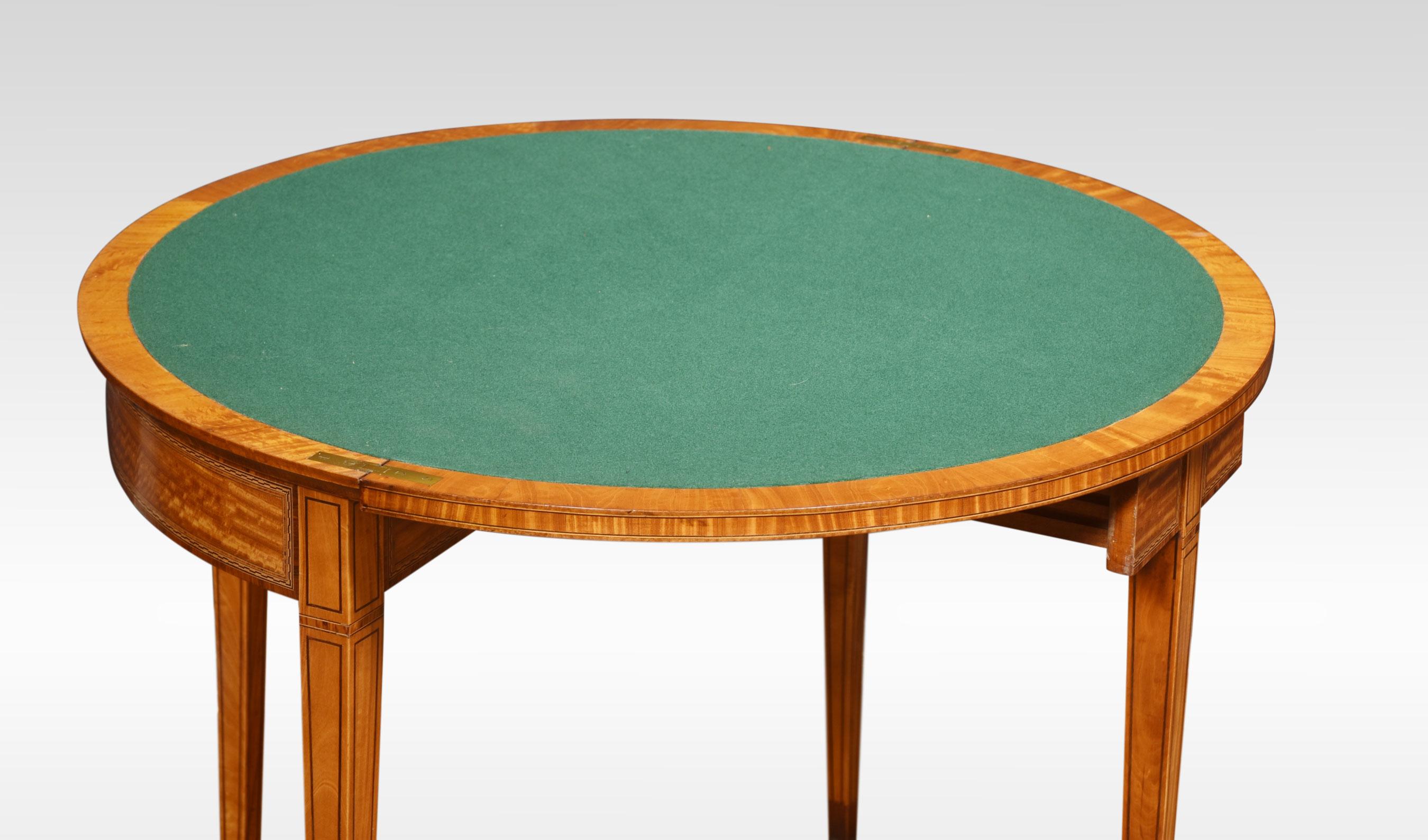 British Satinwood Demilune Card Table For Sale