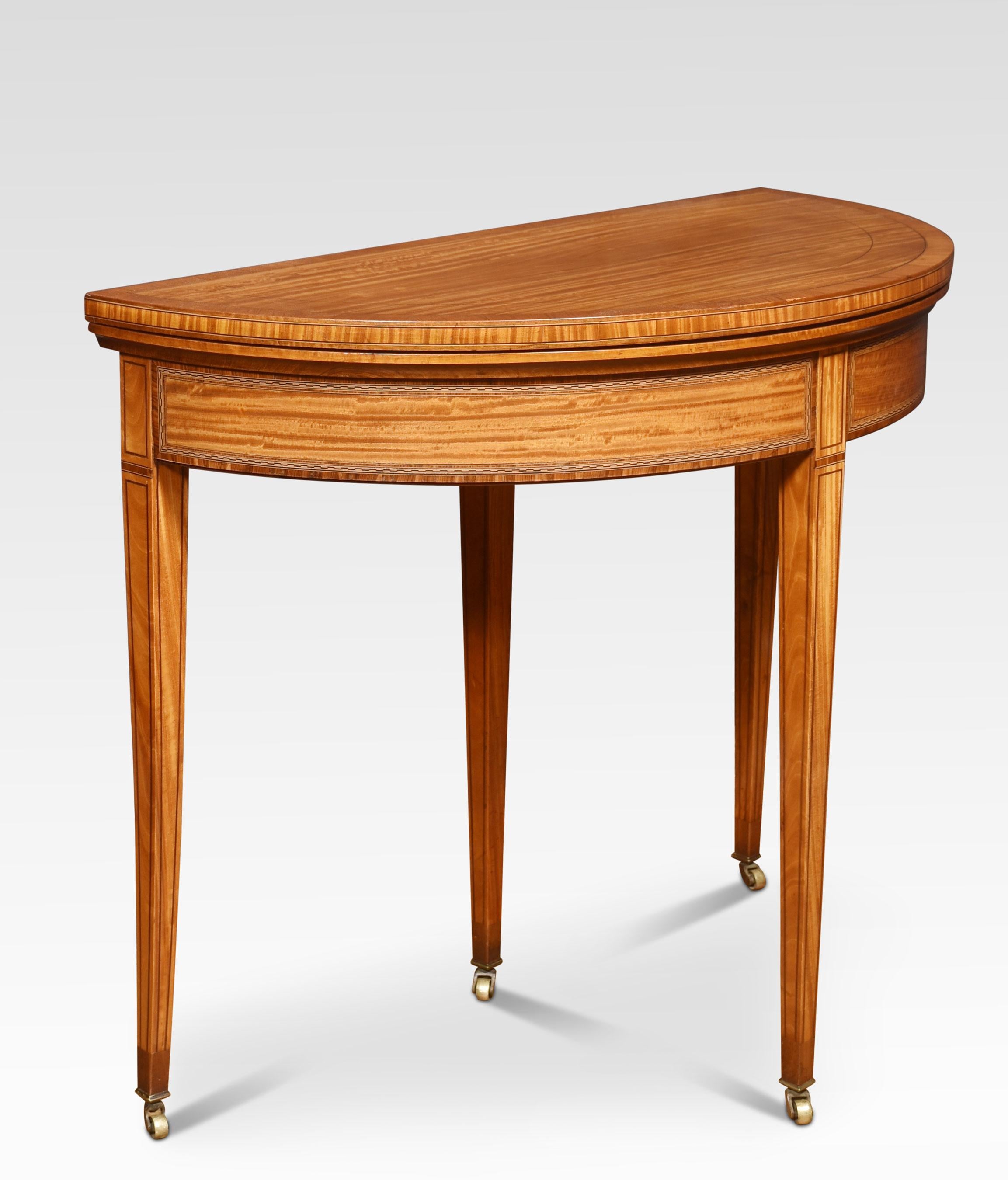 19th Century Satinwood Demilune Card Table For Sale