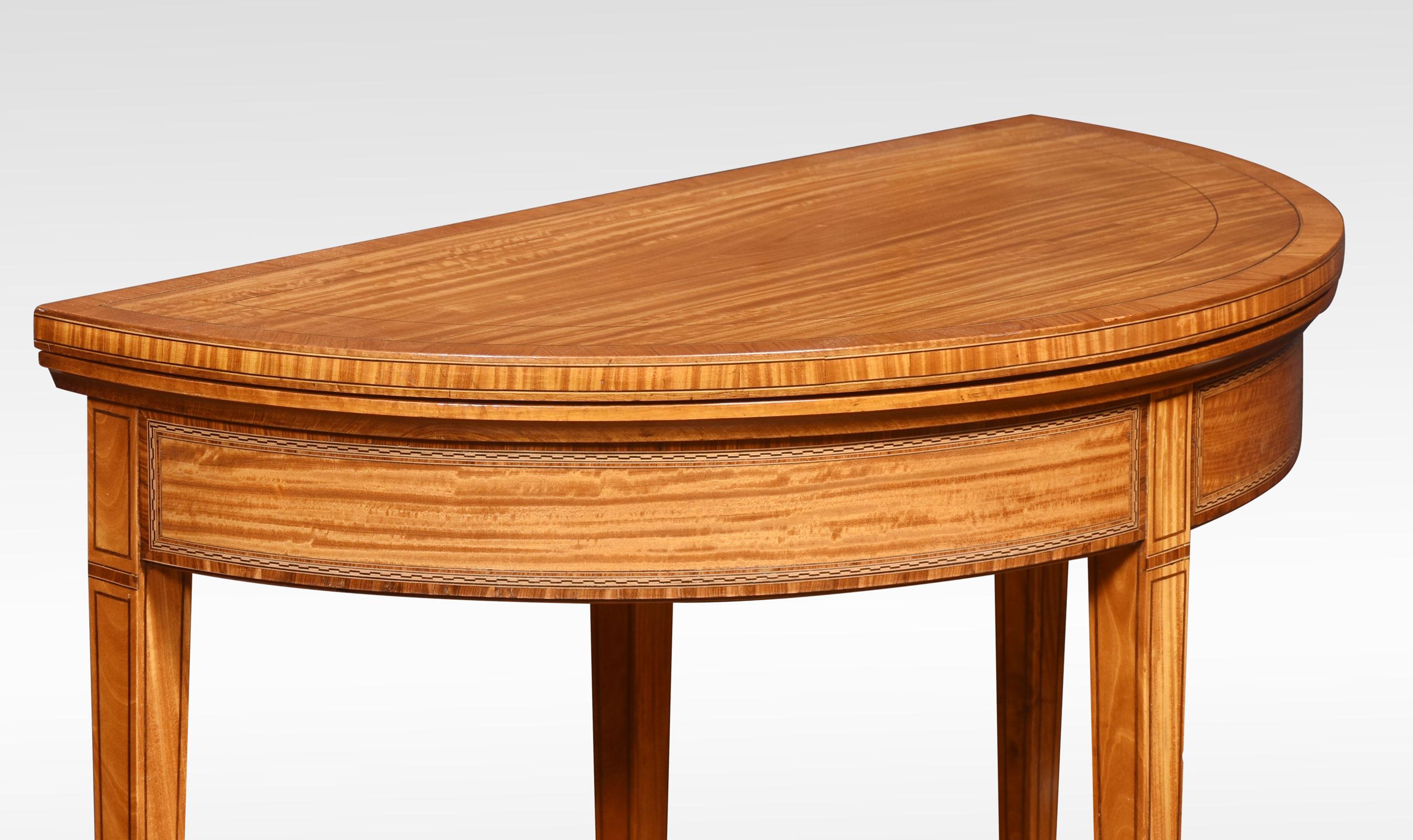Satinwood Demilune Card Table For Sale 1