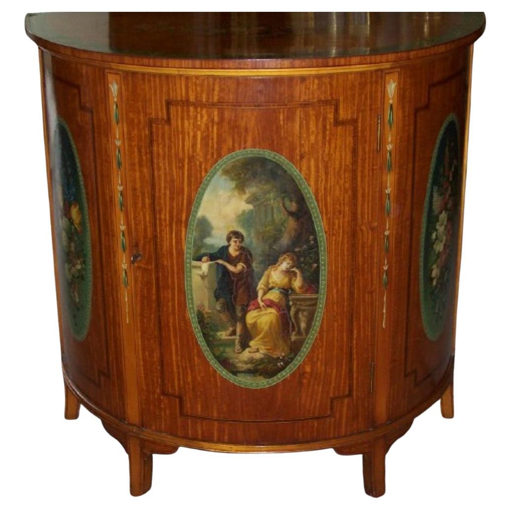 Satinwood Demilune Painted Commode