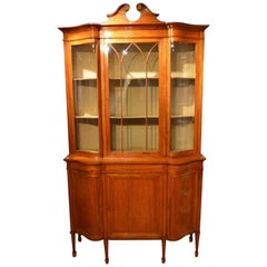 Satinwood Edwardian Period Serpentine Antique Display Cabinet by Maple & Co.