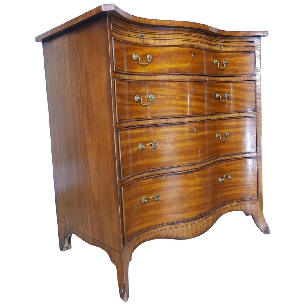 Satinwood English Serpentine Chest of Drawers