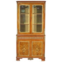 Vintage Satinwood French Louis XV Bronze Mounted China Cabinet, circa 1930s