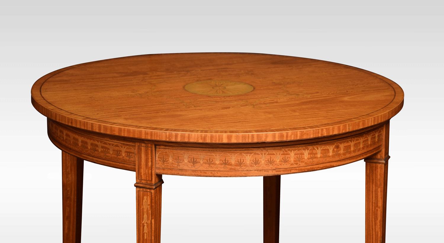 British Satinwood Inlaid Centre Table For Sale