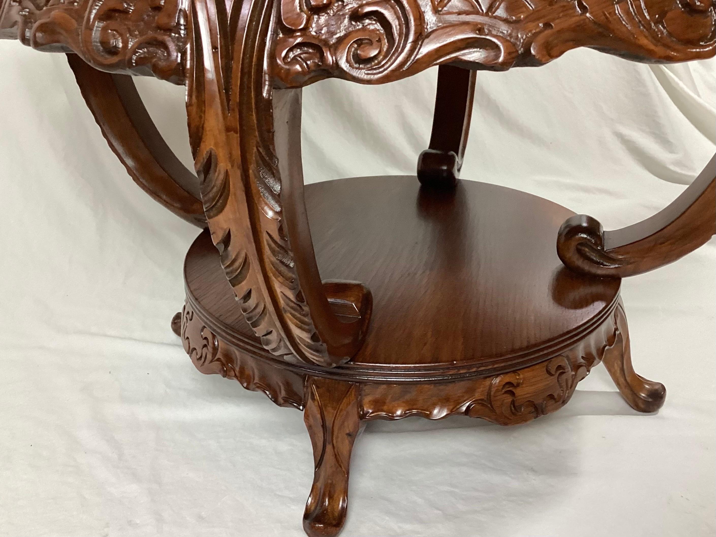 European Satinwood Inlaid Coffee Table with Lazy Susan Tray Table For Sale