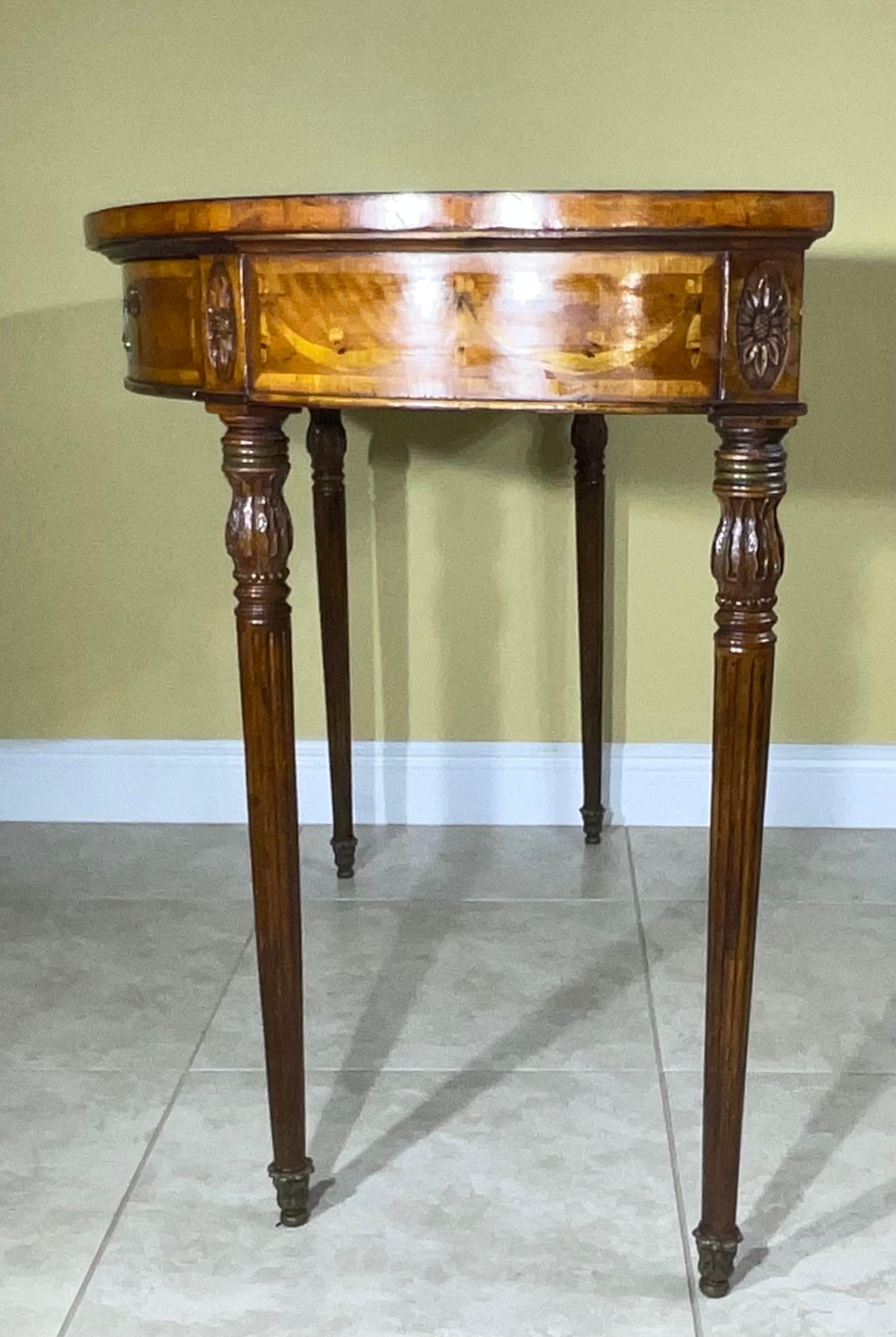 Satinwood Inlaid Demilune Pier Table For Sale 3